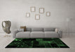 Machine Washable Abstract Emerald Green Modern Area Rugs in a Living Room,, wshabs1958emgrn