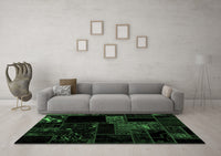 Machine Washable Abstract Emerald Green Modern Rug, wshabs1958emgrn