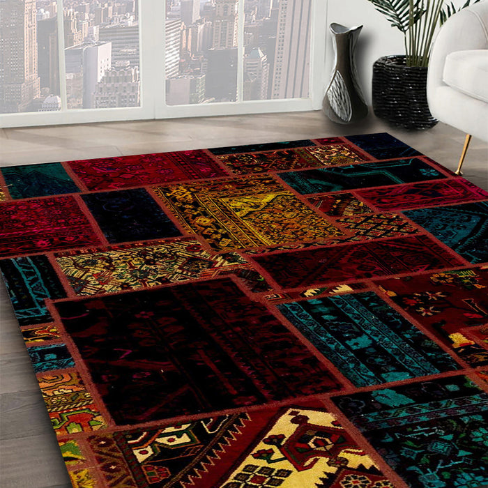 Machine Washable Abstract Bakers Brown Rug in a Family Room, wshabs1958