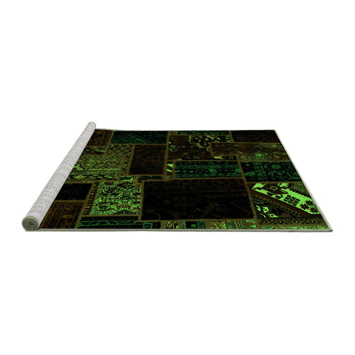 Sideview of Machine Washable Abstract Green Modern Area Rugs, wshabs1958grn