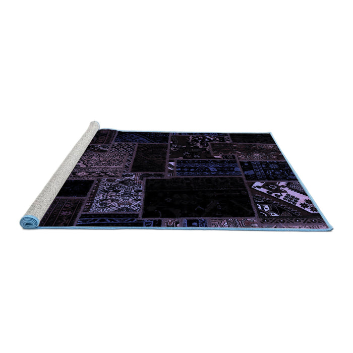 Sideview of Machine Washable Abstract Blue Modern Rug, wshabs1958blu
