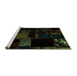 Sideview of Machine Washable Abstract Turquoise Modern Area Rugs, wshabs1958turq