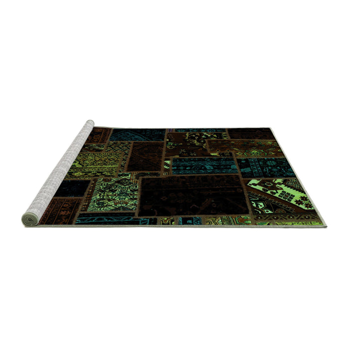 Sideview of Machine Washable Abstract Turquoise Modern Area Rugs, wshabs1958turq