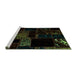 Sideview of Machine Washable Abstract Turquoise Modern Area Rugs, wshabs1958turq