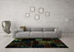 Machine Washable Abstract Turquoise Modern Area Rugs in a Living Room,, wshabs1958turq