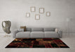 Machine Washable Abstract Brown Modern Rug in a Living Room,, wshabs1958brn