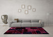 Machine Washable Abstract Pink Modern Rug in a Living Room, wshabs1958pnk