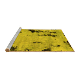 Sideview of Machine Washable Abstract Yellow Modern Rug, wshabs1959yw