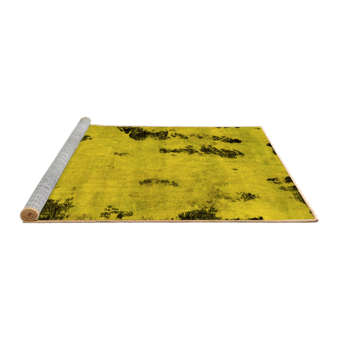 Sideview of Machine Washable Abstract Yellow Modern Rug, wshabs1959yw