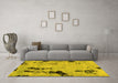 Machine Washable Abstract Yellow Modern Rug in a Living Room, wshabs1959yw