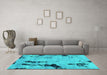 Machine Washable Abstract Turquoise Modern Area Rugs in a Living Room,, wshabs1959turq