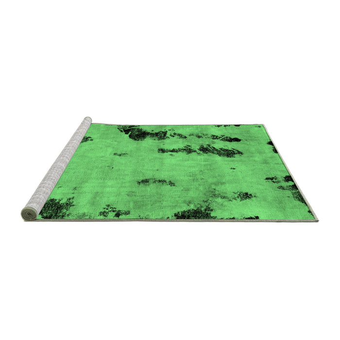 Sideview of Machine Washable Abstract Emerald Green Modern Area Rugs, wshabs1959emgrn