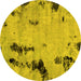 Round Machine Washable Abstract Yellow Modern Rug, wshabs1959yw