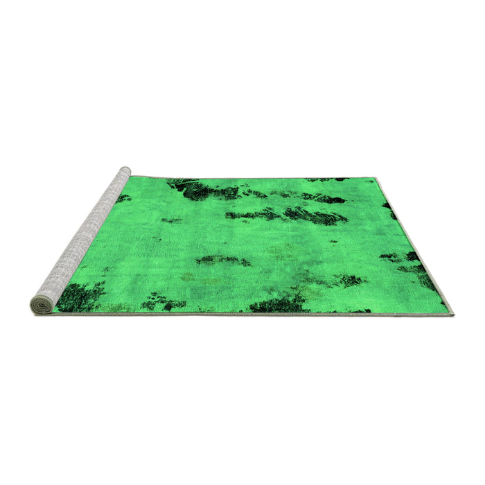 Sideview of Machine Washable Abstract Green Modern Area Rugs, wshabs1959grn