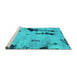 Sideview of Machine Washable Abstract Turquoise Modern Area Rugs, wshabs1959turq