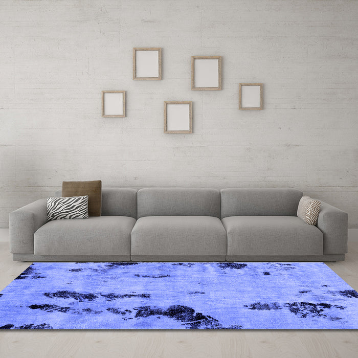 Machine Washable Abstract Blue Modern Rug in a Living Room, wshabs1959blu