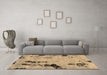 Machine Washable Abstract Brown Modern Rug in a Living Room,, wshabs1959brn