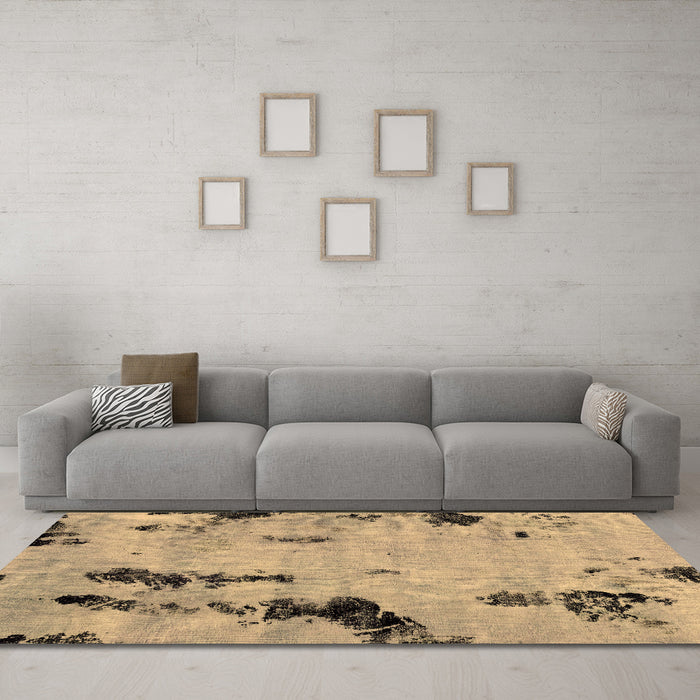 Machine Washable Abstract Brown Modern Rug in a Living Room,, wshabs1959brn