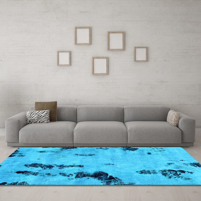Machine Washable Abstract Light Blue Modern Rug in a Living Room, wshabs1959lblu