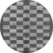 Round Machine Washable Checkered Gray Modern Rug, wshabs195gry