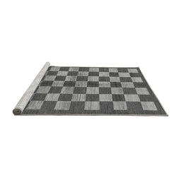 Sideview of Machine Washable Checkered Gray Modern Rug, wshabs195gry
