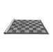 Sideview of Machine Washable Checkered Gray Modern Rug, wshabs195gry