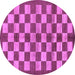 Round Machine Washable Checkered Purple Modern Area Rugs, wshabs195pur