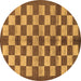 Round Machine Washable Checkered Brown Modern Rug, wshabs195brn