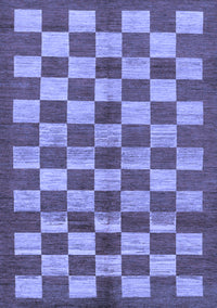 Checkered Blue Modern Rug, abs195blu