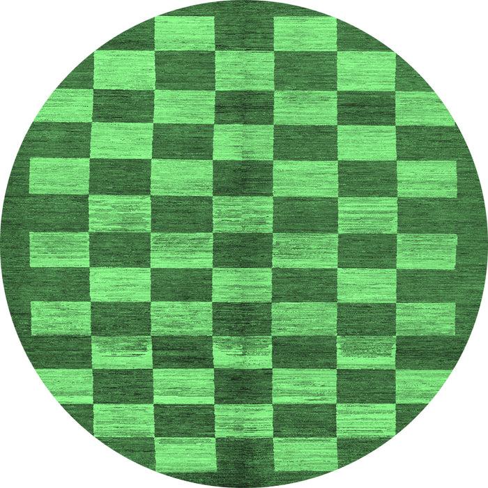 Round Checkered Emerald Green Modern Rug, abs195emgrn
