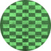 Round Checkered Emerald Green Modern Rug, abs195emgrn