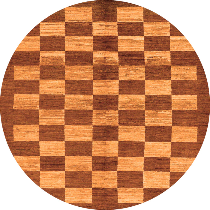 Round Machine Washable Checkered Orange Modern Area Rugs, wshabs195org