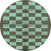 Round Checkered Light Blue Modern Rug, abs195lblu