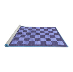 Sideview of Machine Washable Checkered Blue Modern Rug, wshabs195blu