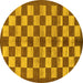 Round Checkered Yellow Modern Rug, abs195yw