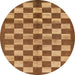 Round Abstract Orange Checkered Rug, abs195