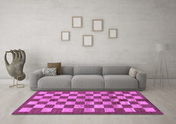 Machine Washable Checkered Purple Modern Area Rugs in a Living Room, wshabs195pur