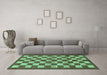 Machine Washable Checkered Turquoise Modern Area Rugs in a Living Room,, wshabs195turq