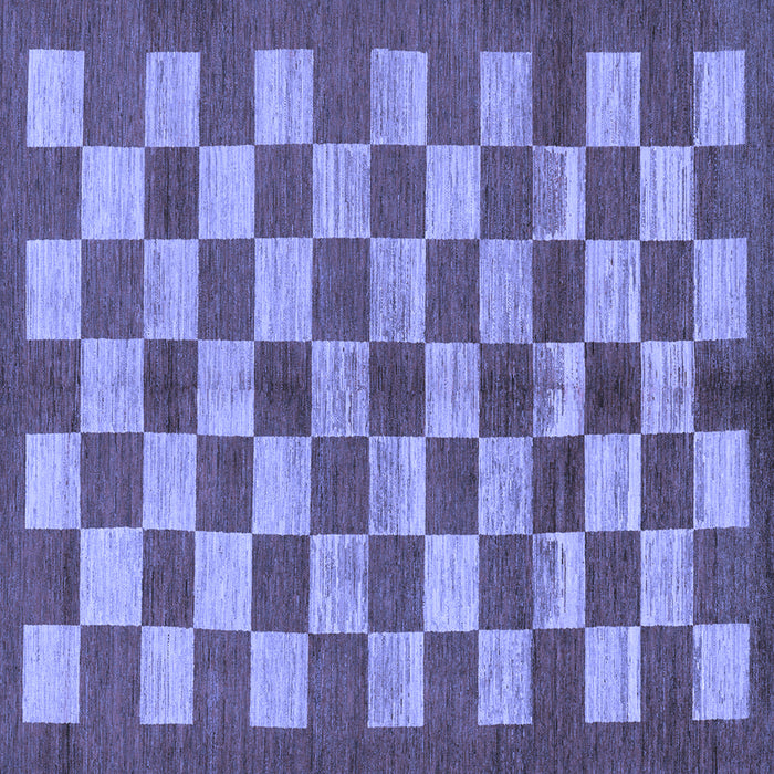 Square Machine Washable Checkered Blue Modern Rug, wshabs195blu