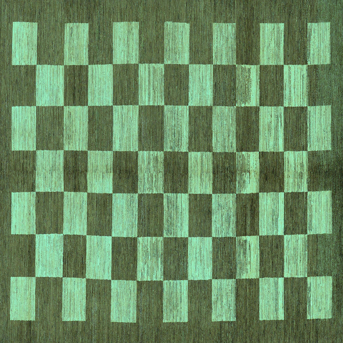 Square Machine Washable Checkered Turquoise Modern Area Rugs, wshabs195turq