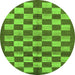 Round Machine Washable Checkered Green Modern Area Rugs, wshabs195grn