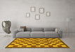 Machine Washable Checkered Yellow Modern Rug in a Living Room, wshabs195yw