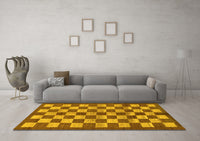 Machine Washable Checkered Yellow Modern Rug, wshabs195yw