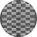 Round Checkered Gray Modern Rug, abs195gry