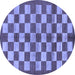 Round Checkered Blue Modern Rug, abs195blu