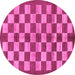 Round Checkered Pink Modern Rug, abs195pnk