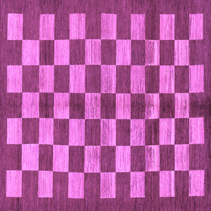 Square Machine Washable Checkered Purple Modern Area Rugs, wshabs195pur