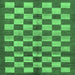 Square Machine Washable Checkered Emerald Green Modern Area Rugs, wshabs195emgrn