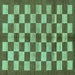 Square Checkered Turquoise Modern Rug, abs195turq