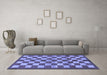 Machine Washable Checkered Blue Modern Rug in a Living Room, wshabs195blu